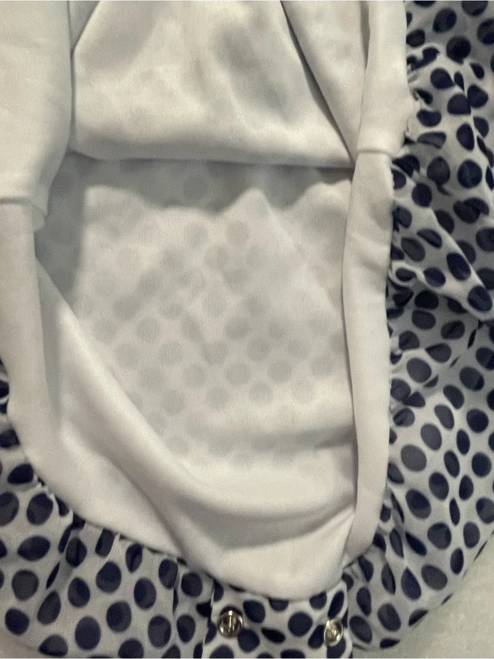 Rare Editions Gray Polka Dot Bib with Red Flower Accent